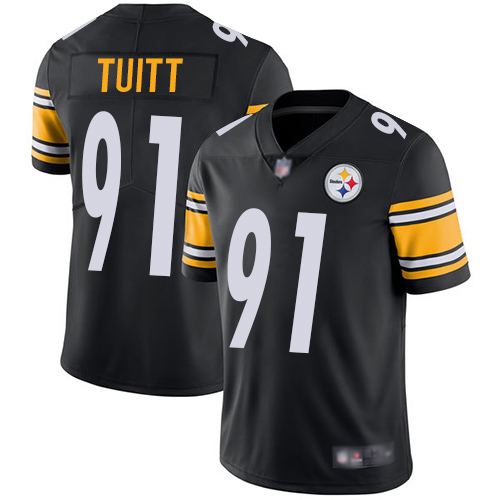 Men Pittsburgh Steelers Football #91 Limited Black Stephon Tuitt Home Vapor Untouchable Nike NFL Jersey